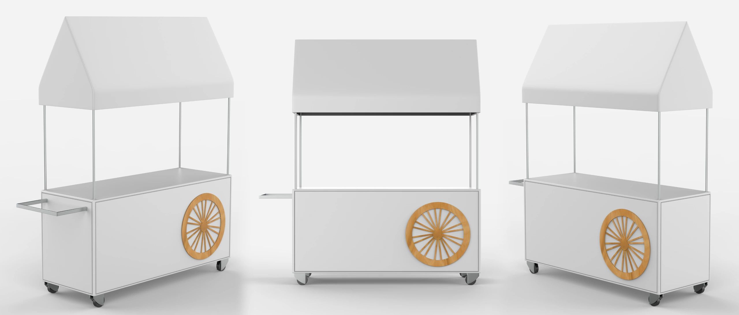 Coffee cart on wheels in winter city park.
